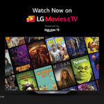 An advert showing the movies available on LG Movies & TV powered by Rakuten TV