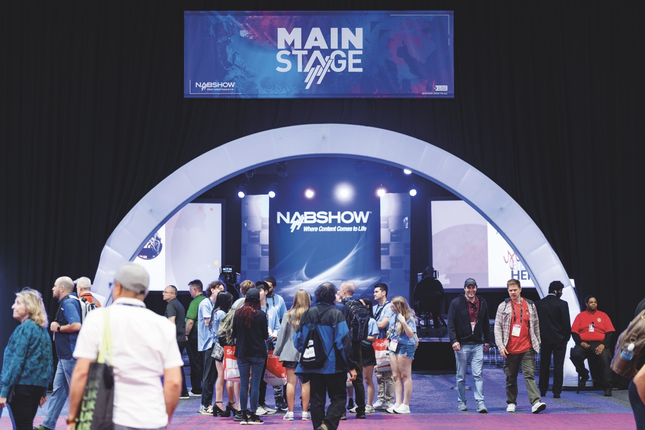Entrance of NAB Show 2025 where people are gathering