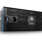 A black rectangular device with holes in the front