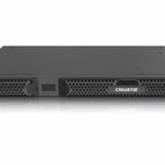 A black rectangular device with an electronic ports