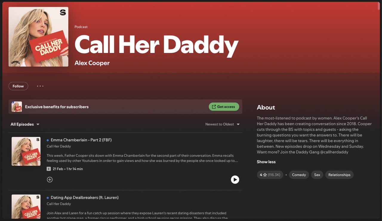 A screenshot of a Spotify album titled "Call Her Daddy"