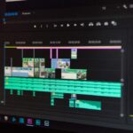 A computer screen showing movie clips being edited together