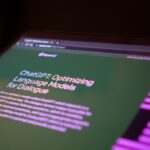 A black screen showing an article about ChatGPT with purple font, against a black background